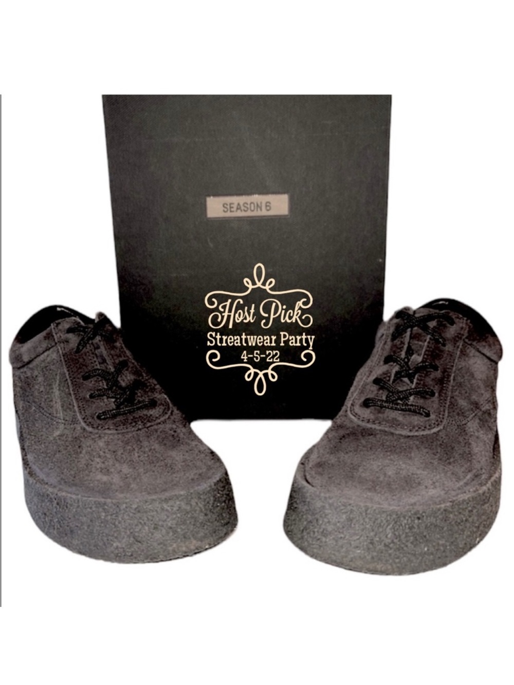 YEEZY Season 6 Sneaker Thick Shaggy Suede Graphite Crepe Tonal Sole Euro Size 39